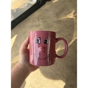 VTG Ceramic Smile Face Mug 12oz Coffe Cup 3D Nose 70s